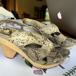 Earthies Monaco Snakeskin Wooden Platform Sandals
